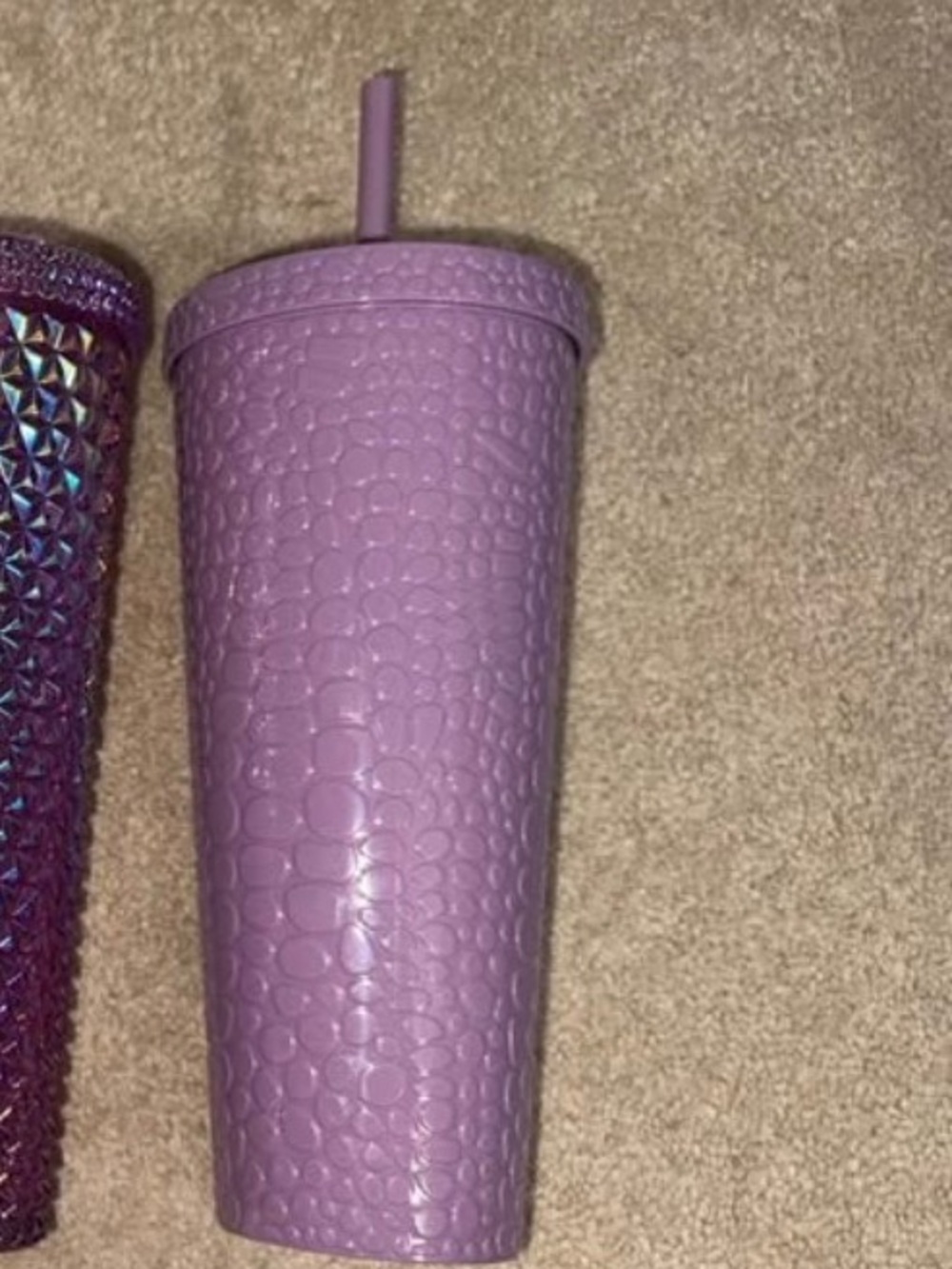 Textured Lavender Reusable Tumbler with Straw